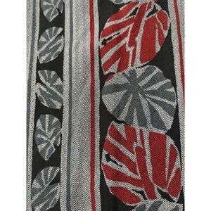 Vintage Stripe Floral Fabric 3m x 42" Woven Sewing Yardage Red Grey Black Leaves